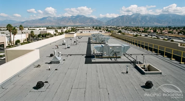 Finished modified bitumen commercial flat roof in Orange County