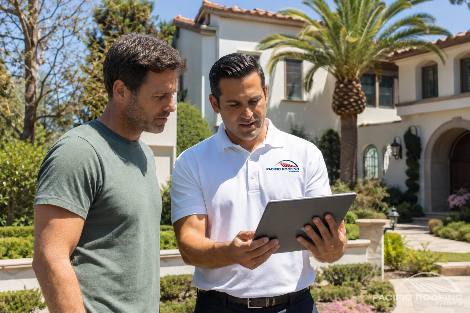 Homeowner consultation after a residential drone roof inspection in Orange County and Ventura County"
