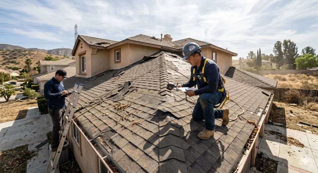 Roof inspection after Santa Ana winds